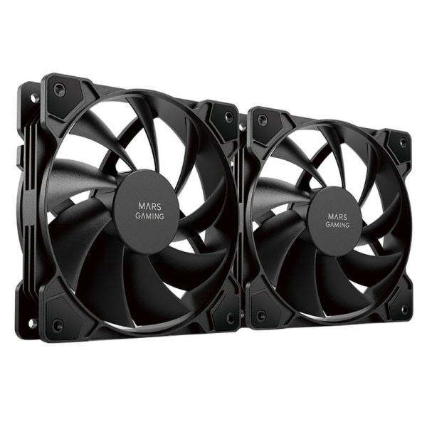 Ventilateurs Professionnels Mars Gaming MFPROX2W - Ultra Silencieux - Roulements FDB - Connectivité 3PIN+4PIN - Kit de 2 Unités - Blanc ou Noir - Couleur Noir