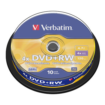 Verbatim DVD+RW réinscriptible 4x 4,7 Go (Tarrine 10 unités)
