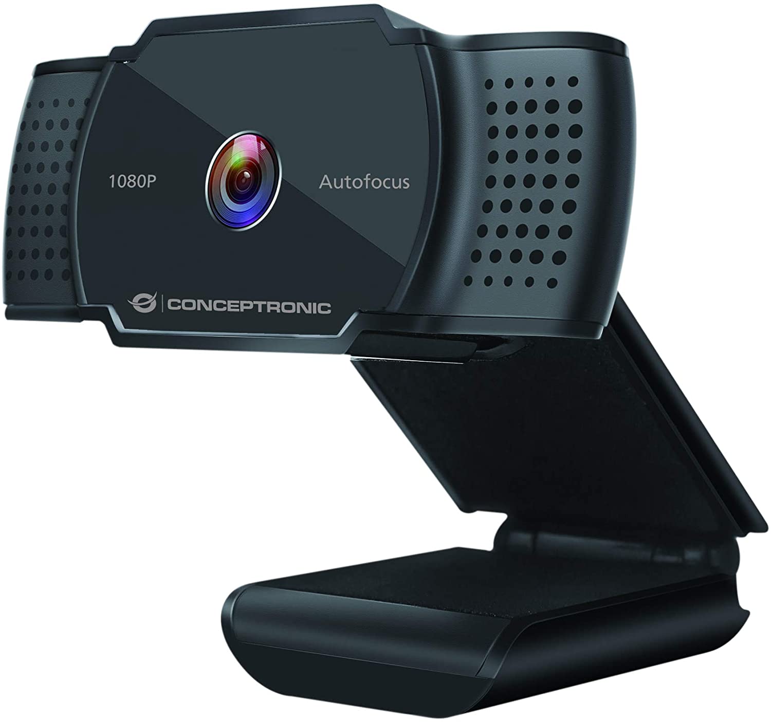 Webcam Conceptronic FullHD 1080p USB 2.0 - Microphone intégré - Mise au point automatique - Cache de confidentialité - Angle de vision de 72º - Câble de 1,50 m