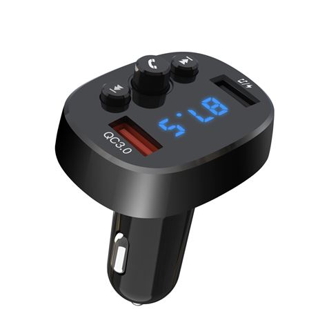 XO BCC03 Transmetteur FM Bluetooth Voiture 18W Charge Rapide - Affichage LED - Fréquences 87.5 - 108.0MHz - 1x Port USB QC 3.0, 1x Port USB 1.0A