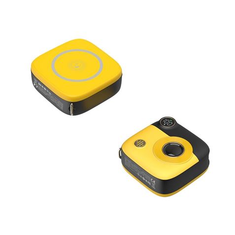 XO Powerbank 10000Mah - Connexion Magnétique - Chargement Rapide - Dimensions 68x68x28,2mm - Couleur Jaune