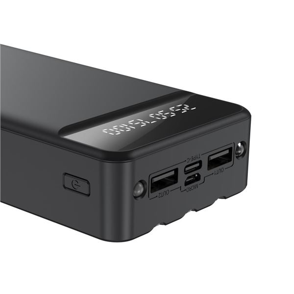 XO Powerbank PR163 - 20000MAH - Charge rapide - Câbles inclus - Affichage numérique - Lumière LED - Couleur noire