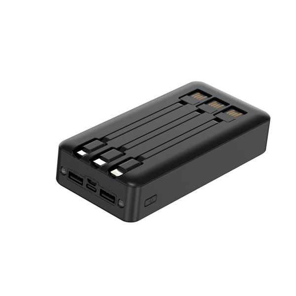 XO Powerbank PR163 - 20000MAH - Charge rapide - Câbles inclus - Affichage numérique - Lumière LED - Couleur noire