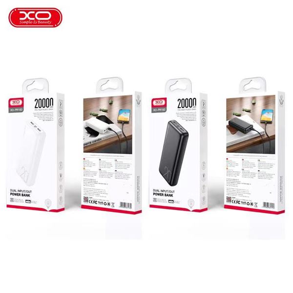 XO Powerbank PR183 - 20000MAH - Indicateurs LED - Charge Rapide - USB - Type C - Couleur Noir