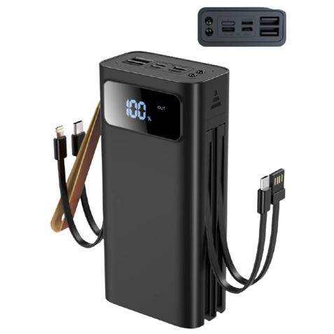 XO PR142 Powerbank 30000mAh - Affichage Numérique - 2x USB-A, 1x USB-C, 1x microUSB, 1x Lightning - Entrées USB, microUSB, USB-C et Lightning - Charge Rapide